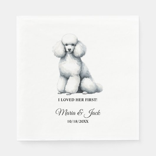 Serviette En Papier Poodle Chien J'Aimais Ses Premiers Mariages Napkin (Devant)