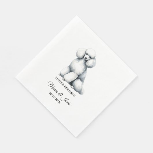Serviette En Papier Poodle Chien J'Aimais Ses Premiers Mariages Napkin (Coin)