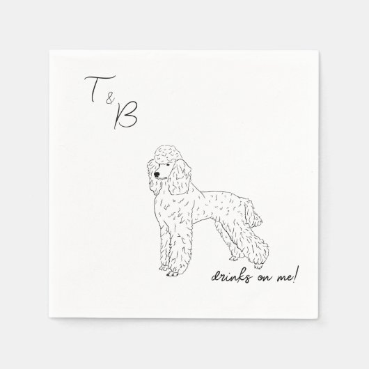 Serviette En Papier Poodle chien Mariage Cocktail Napkins (Devant)
