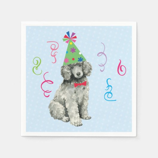 Serviette En Papier Poodle de fête d'anniversaire (Devant)