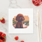 Serviette En Papier Poodle de jouet mignon (En situation)