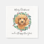 Serviette En Papier Poodle Elegant Chien Wreath Joyeux Noël (Devant)