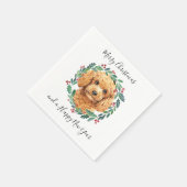Serviette En Papier Poodle Elegant Chien Wreath Joyeux Noël (Coin)