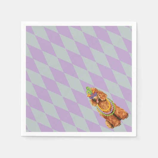 Serviette En Papier Poodle Mardi Gras (Devant)