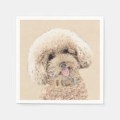 Serviette En Papier Poodle Miniature Toy Apricot Crème Chien Brown Art (Devant)
