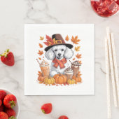 Serviette En Papier Poodle Thanksgiving Boissons Café Automne Feuilles (En situation)