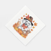 Serviette En Papier Poodle Thanksgiving Boissons Café Automne Feuilles (Coin)
