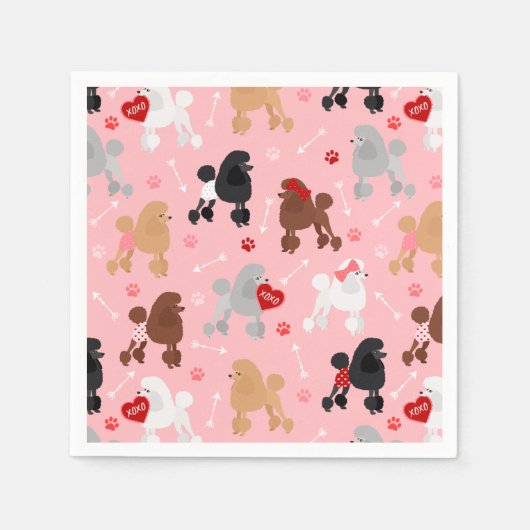 Serviette En Papier Poodle Valentine Motif (Devant)