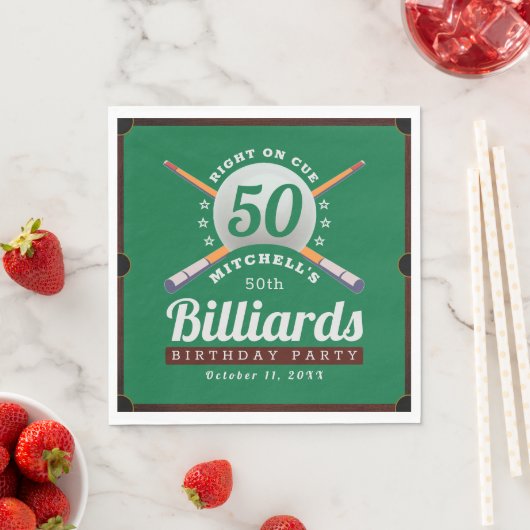 Serviette En Papier Pool Billard 50e anniversaire fête (En situation)