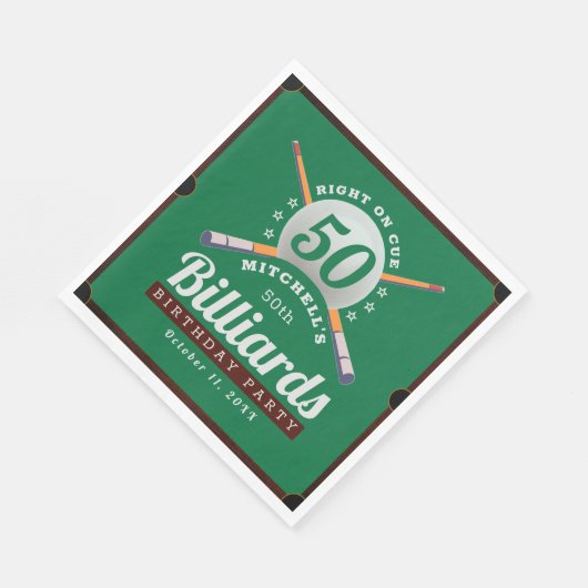 Serviette En Papier Pool Billard 50e anniversaire fête (Coin)