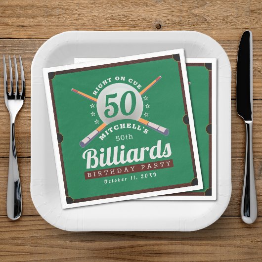 Serviette En Papier Pool Billard 50e anniversaire fête