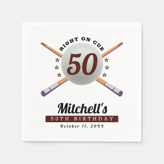 Serviette En Papier Pool Billard 50e anniversaire fête (Devant)