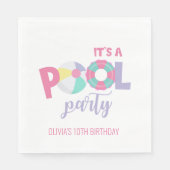 Serviette En Papier Pool party Anniversaire rose et violet (Devant)