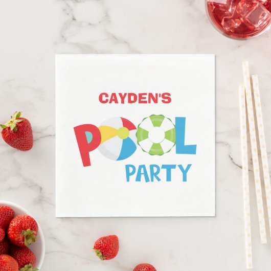 Serviette En Papier Pool Party Boy Anniversaire (En situation)