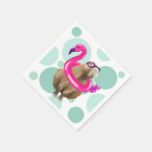 Serviette En Papier Pool Party Cute Capybara Avec Flotte Flamant rose  (Coin)