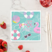 Serviette En Papier Pool party Fille rose et violet Anniversaire (En situation)