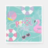 Serviette En Papier Pool party Fille rose et violet Anniversaire (Devant)