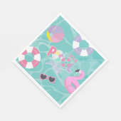 Serviette En Papier Pool party Fille rose et violet Anniversaire (Coin)