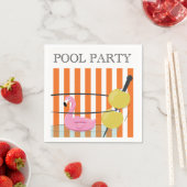 Serviette En Papier Pool Party Flamant rose flottante Cocktail serviet (En situation)