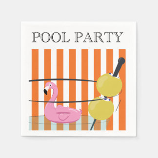 Serviette En Papier Pool Party Flamant rose flottante Cocktail serviet