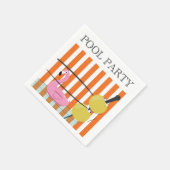 Serviette En Papier Pool Party Flamant rose flottante Cocktail serviet (Coin)