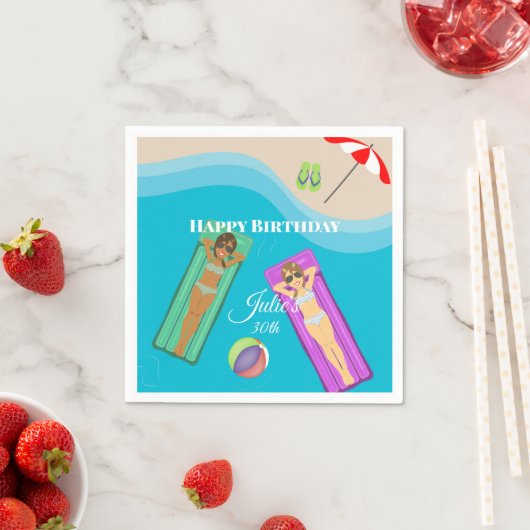 Serviette En Papier Pool Party pour le 30e anniversaire (En situation)