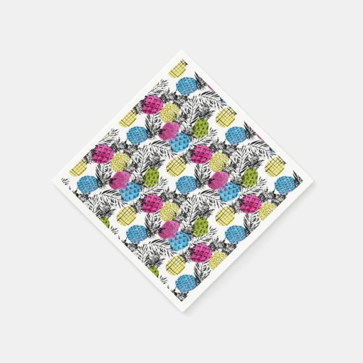 Serviette En Papier Pop Art Ananas Et Palm Feuilles (Coin)