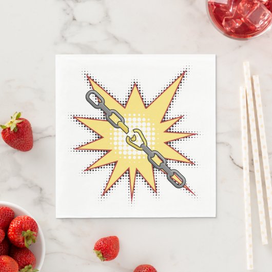 Serviette En Papier Pop Art Broken Chain Explosion Bold Comic Style (En situation)