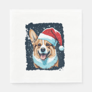 Serviette En Papier Pop Art Chien Corgi de Noël