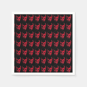Serviette En Papier Pop Art crâne noir et rouge