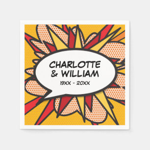 Serviette En Papier Pop Art de bande dessinée pour tout anniversaire d