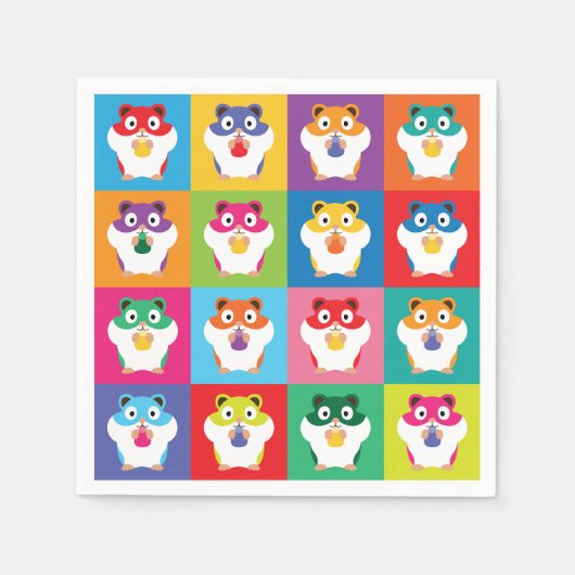 Serviette En Papier Pop Art Hamsters Napkins (Devant)