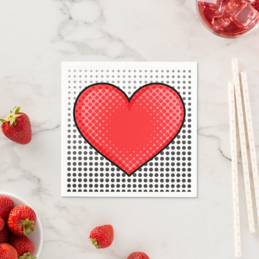 Serviette En Papier Pop Art Heart (En situation)