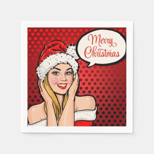 Serviette En Papier Pop Art Merry Cocktail de Noël Napkins (Devant)