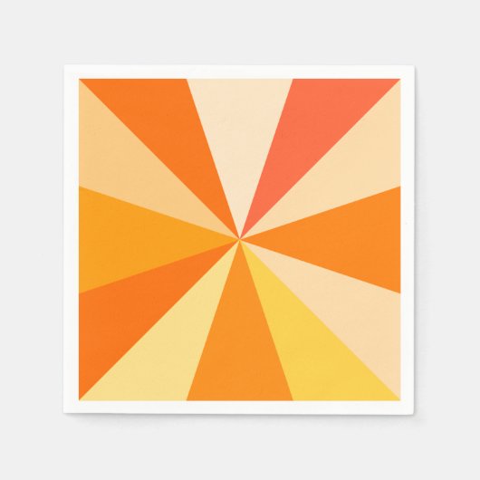 Serviette En Papier Pop Art Modern 60s Funky Geometry Rays in Orange (Devant)