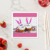 Serviette En Papier Pop Art Pâques Bunny Cupcakes (En situation)