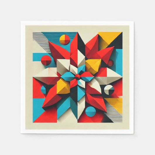 Serviette En Papier Pop Art Poinsettia Découpage géométrique Abstraite (Devant)
