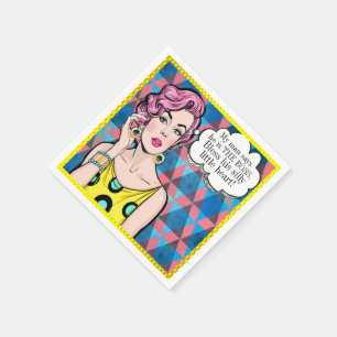 Serviette En Papier Pop Art Relatiship Humour Cocktail Napkin