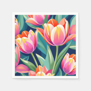 Serviette En Papier Pop Art Tulip Vibrant et énergique