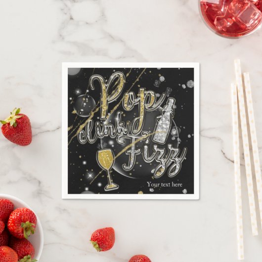 Serviette En Papier POP CLINK FIZZ Champagne Bubbles Fête (En situation)
