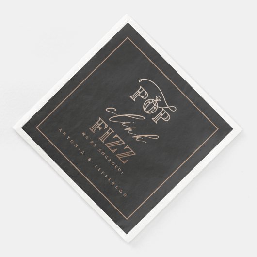 Serviette En Papier Pop clink fizz fiz fiançailles rose or (Coin)