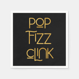 Serviette En Papier Pop Fizz Clink Élégante typographie Anniversaire