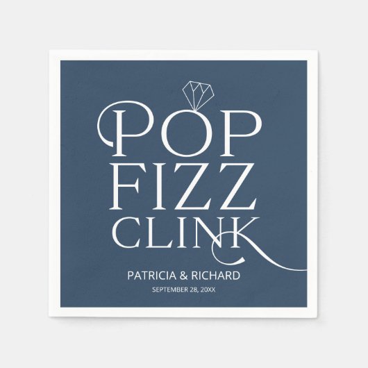 Serviette En Papier Pop Fizz Clink Engagement Party Blue (Devant)