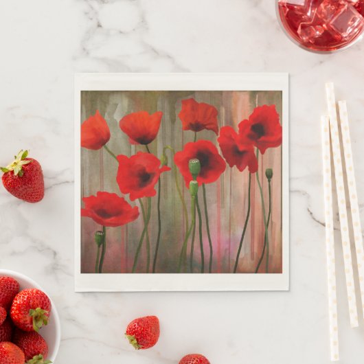 Serviette En Papier Poppies d'aquarelle (En situation)