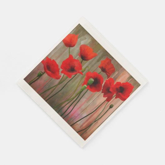 Serviette En Papier Poppies d'aquarelle (Coin)