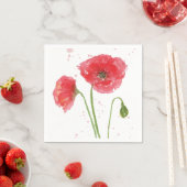 Serviette En Papier Poppies d'aquarelle (En situation)