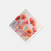 Serviette En Papier Poppies d'aquarelle rouge dans un champ (Coin)
