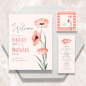 Serviette En Papier Poppies de fleurs de corail
