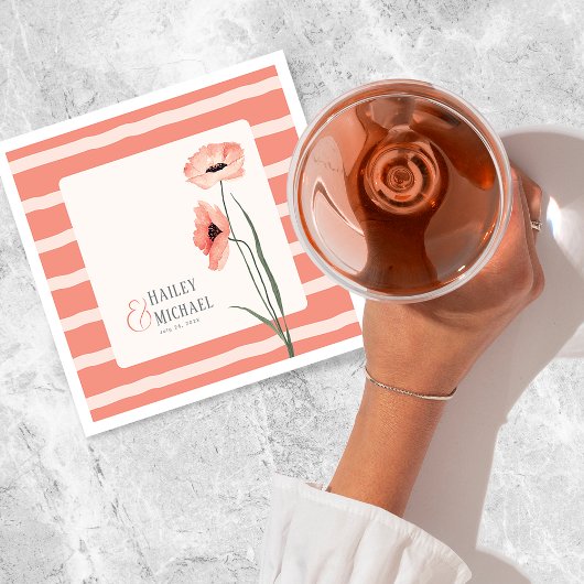 Serviette En Papier Poppies de fleurs de corail