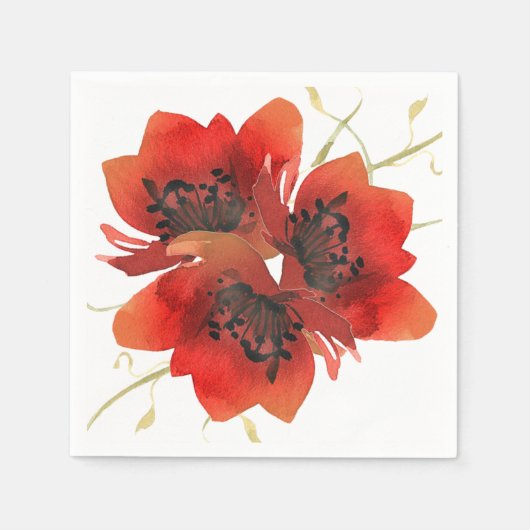 Serviette En Papier Poppies du jardin rouge vif (Devant)
